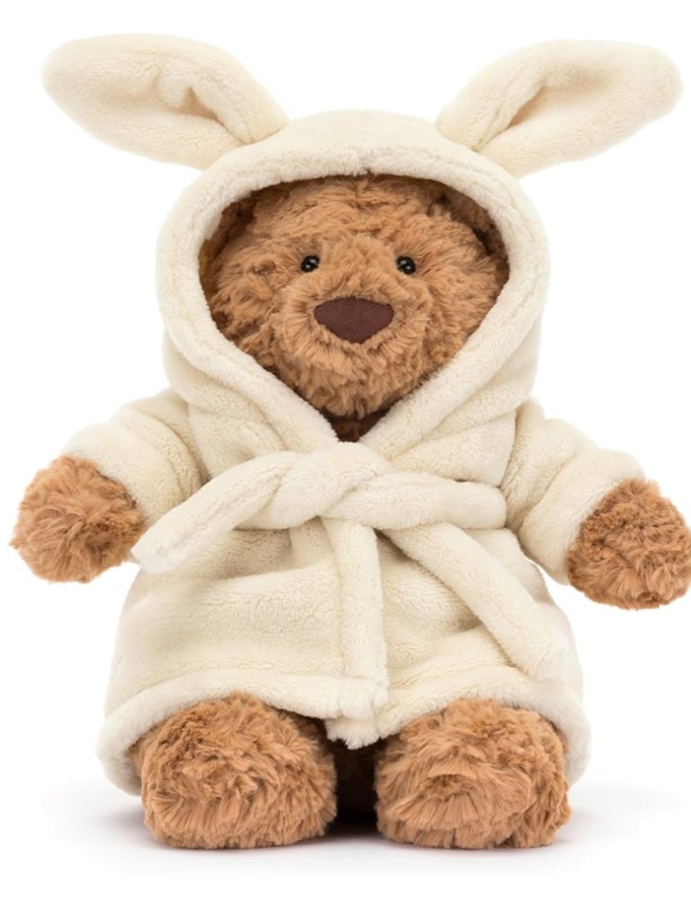 Jellycat Bartholomew Brown Bear in Cream Hooded Bathrobe Plush